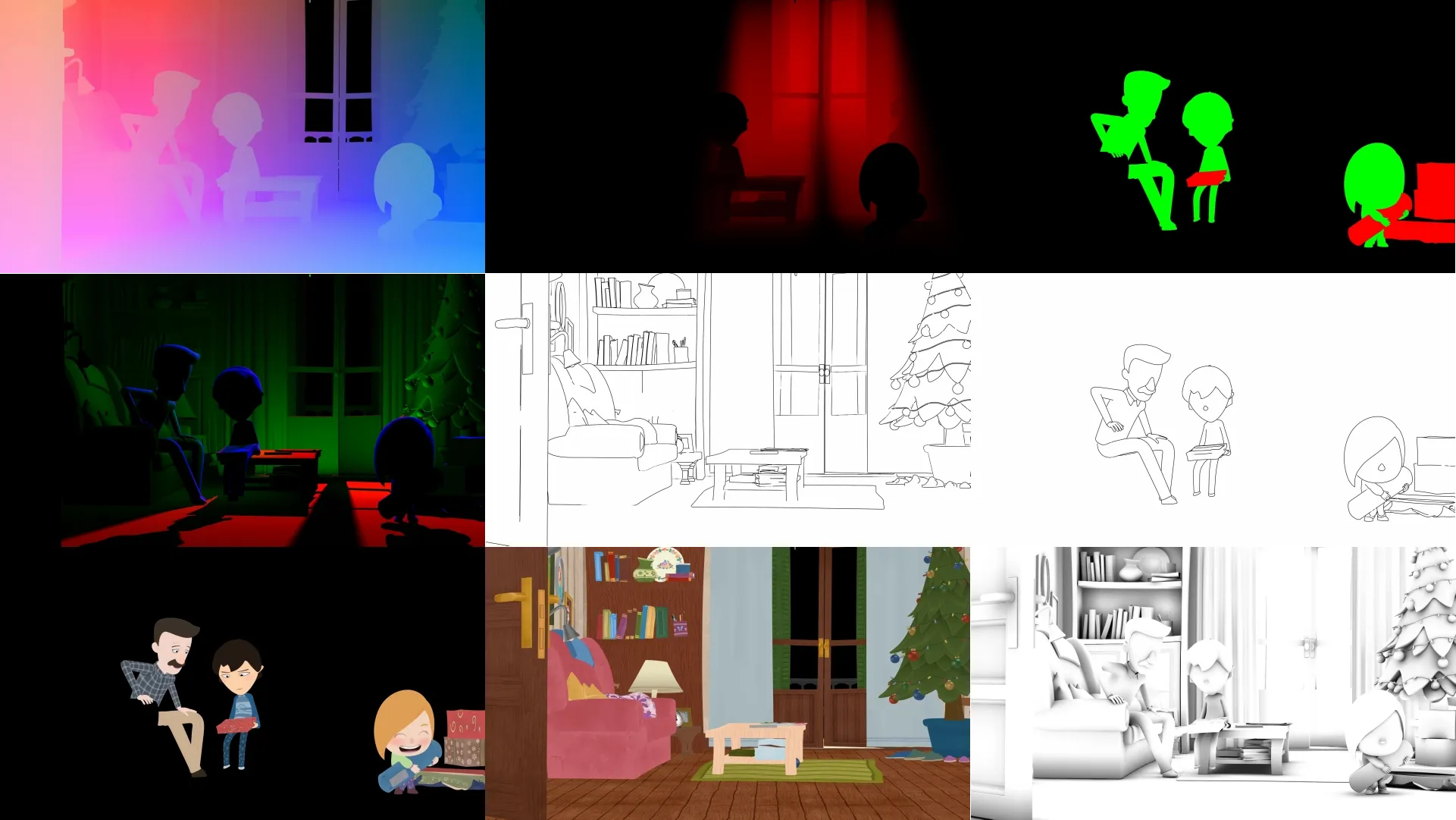 Compositing passes from the PixiPost film.